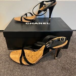 CHANEL Black and Tan Heels
